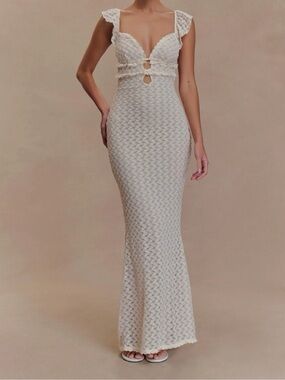 Meshki Ezra Lace Maxi Dress in White NWT